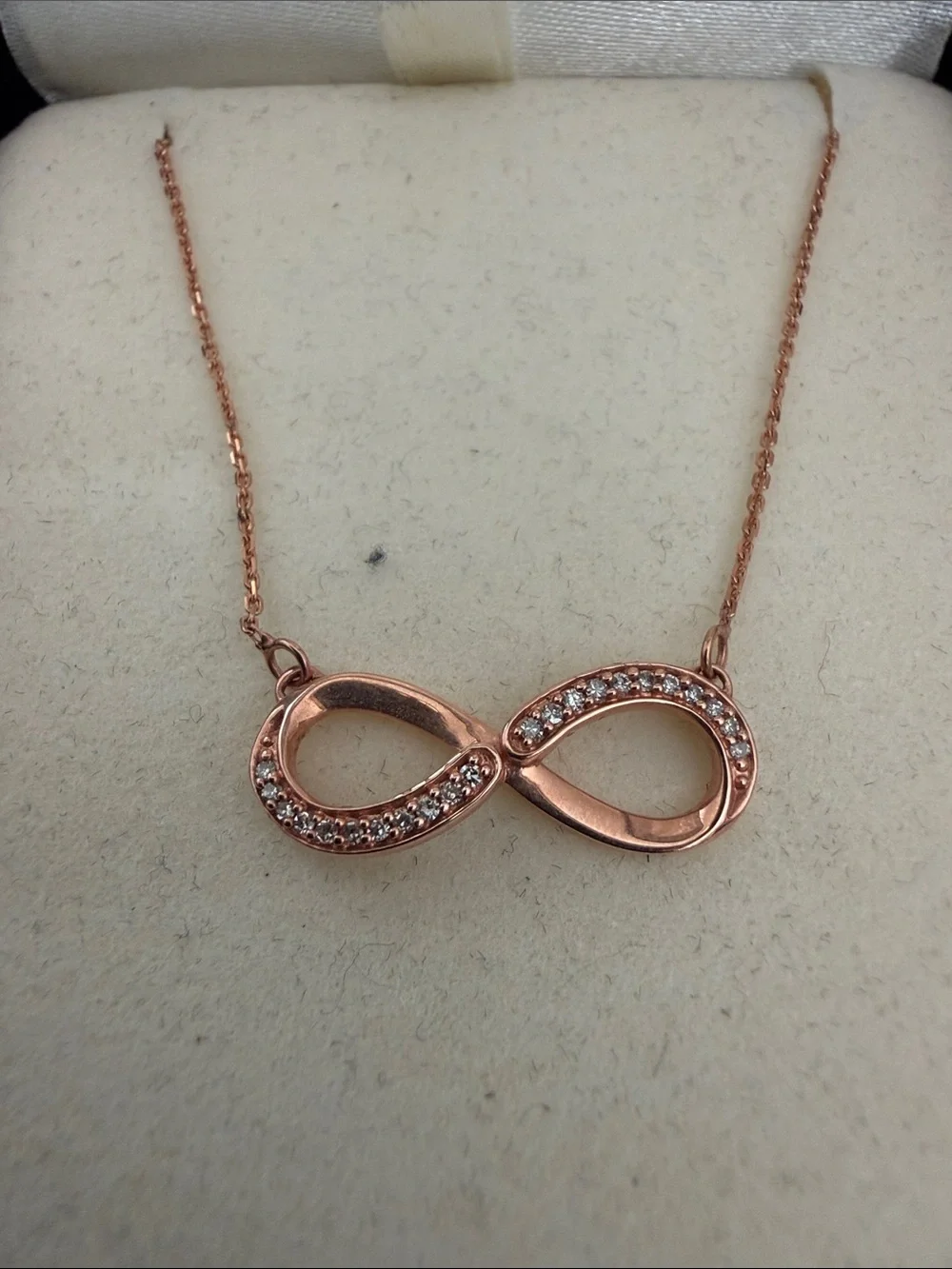 KAY Jewelers Rose-Tone Infinity Pendant Necklace with diamonds 10k